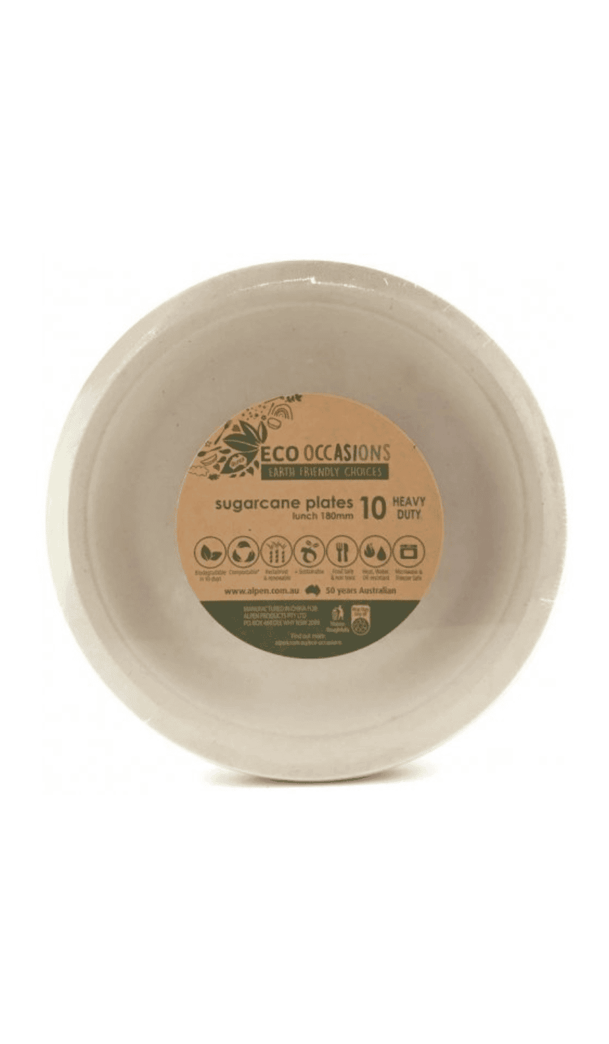Sugar Cane Plates 180mm Lunch Pack 10