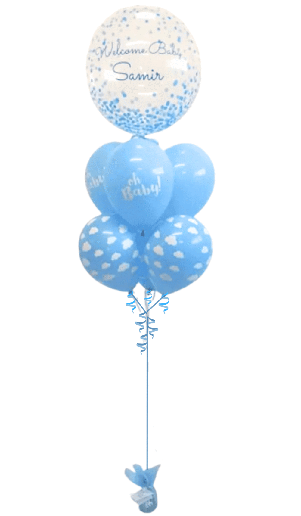 Baby helium bouquet personalised bubble balloon newborn