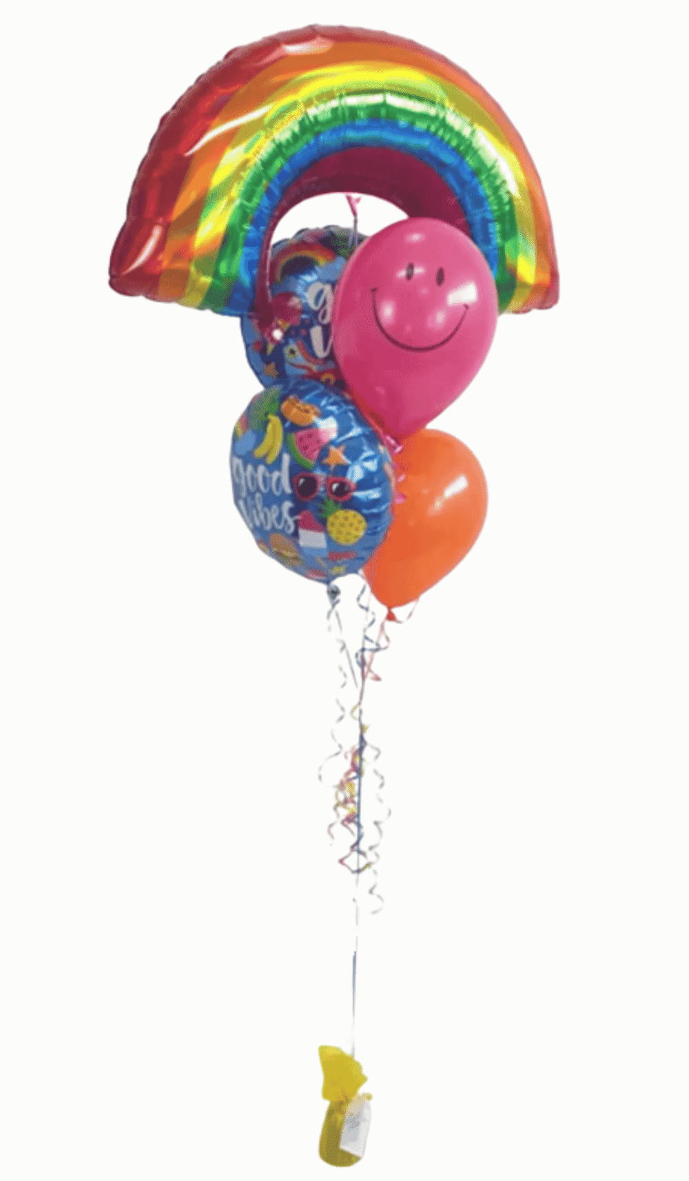 Good Vibes Cheer helium balloon bouquet rainbow smile