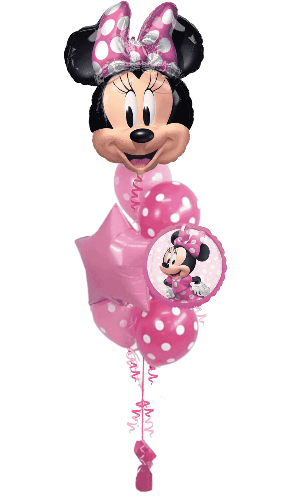 Minnie Mouse helium balloon bouquet polka dots pink