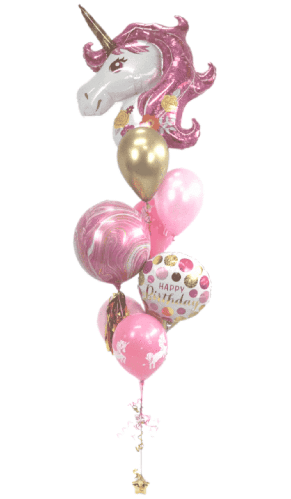 Unicorn Deluxe Helium Balloon Bouquet Pink Gold Birthday