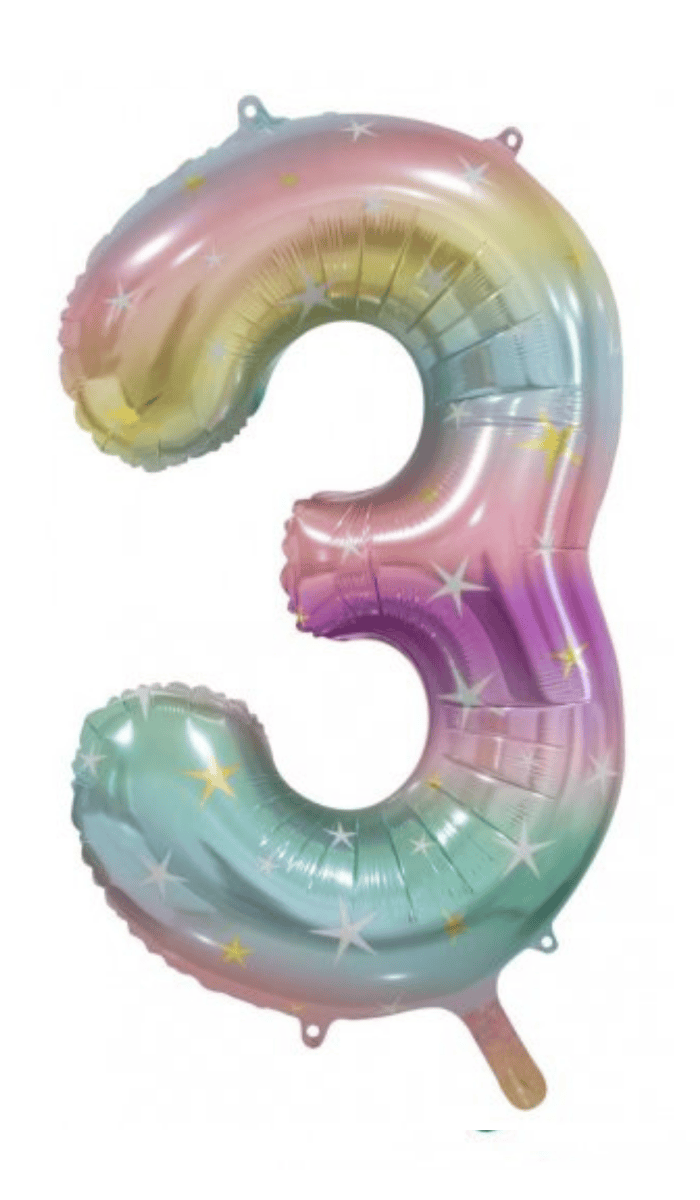 Foil Balloon Large Number Three Pastel