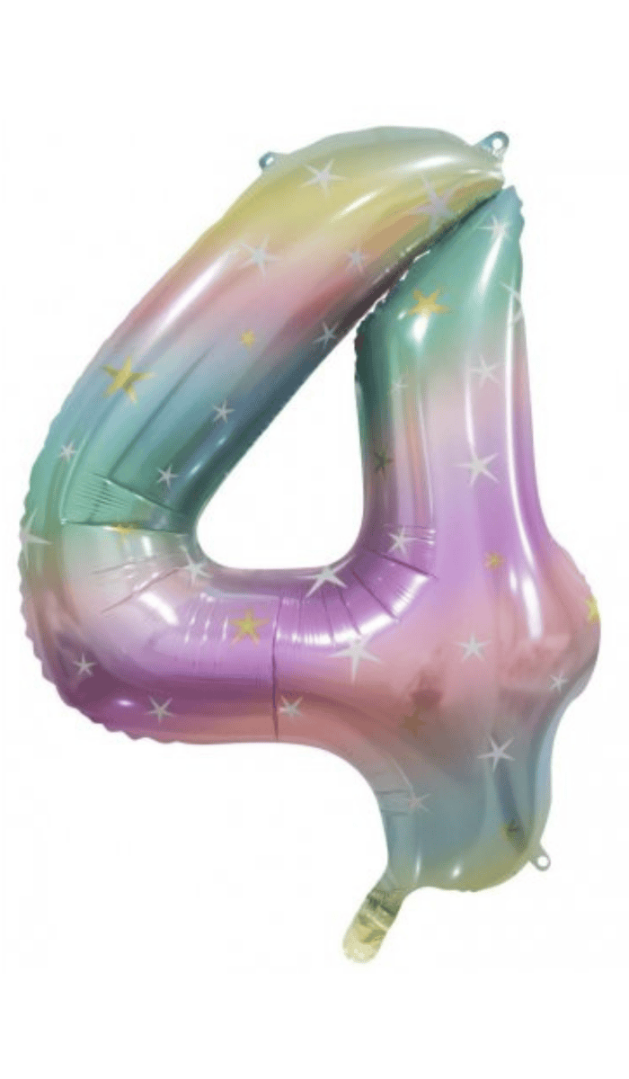 Foil Balloon Large Number Four Pastel