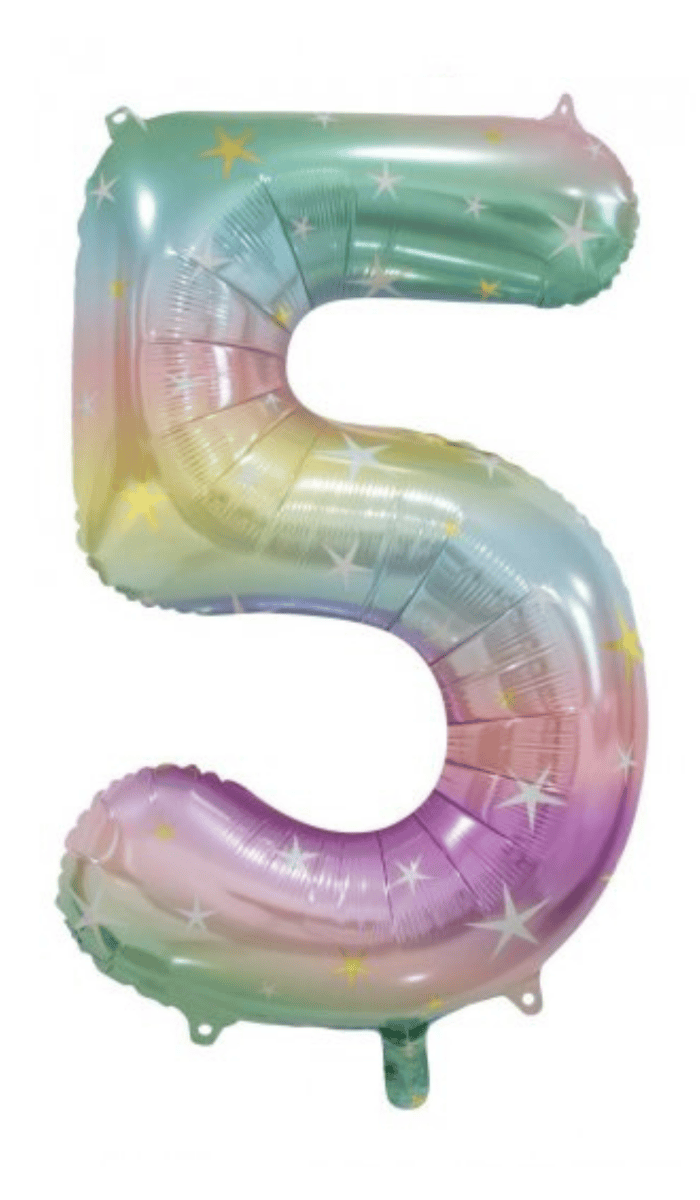 Foil Balloon Large Number Five Pastel