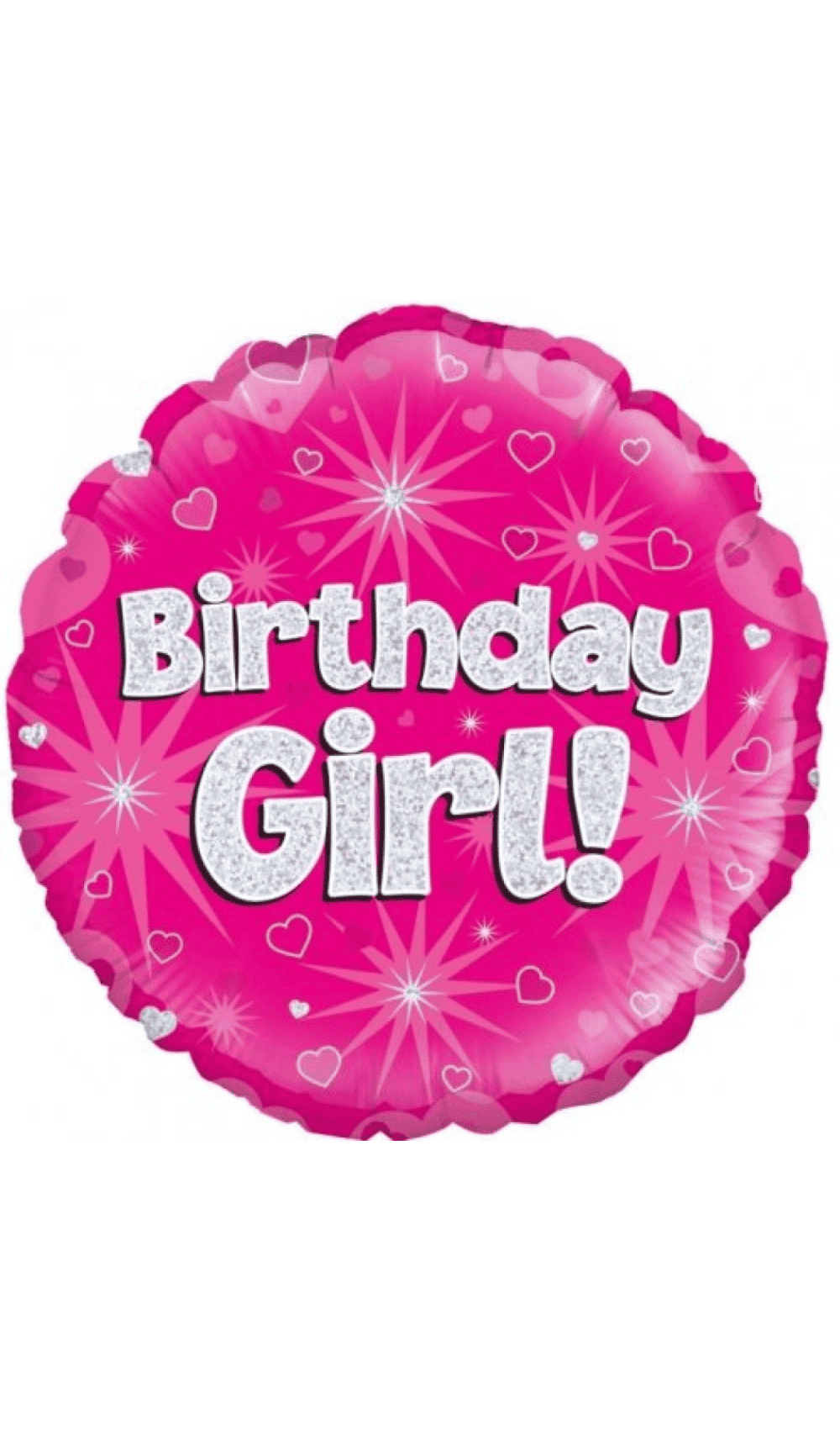 Birthday Girl pink silver foil balloon round