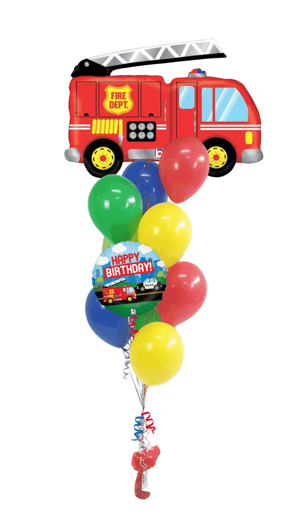 Fire Engine Happy Birthday Helium Balloon Bouquet