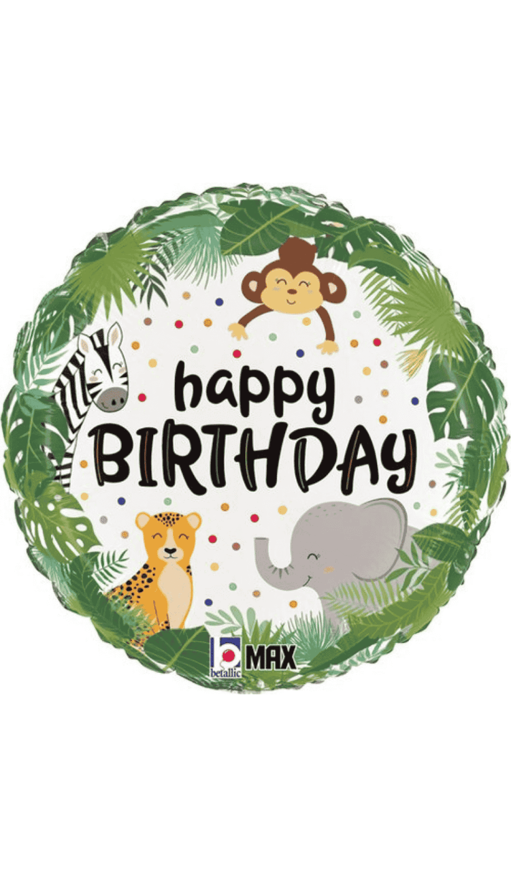 round foil balloon happy birthday jungle animals