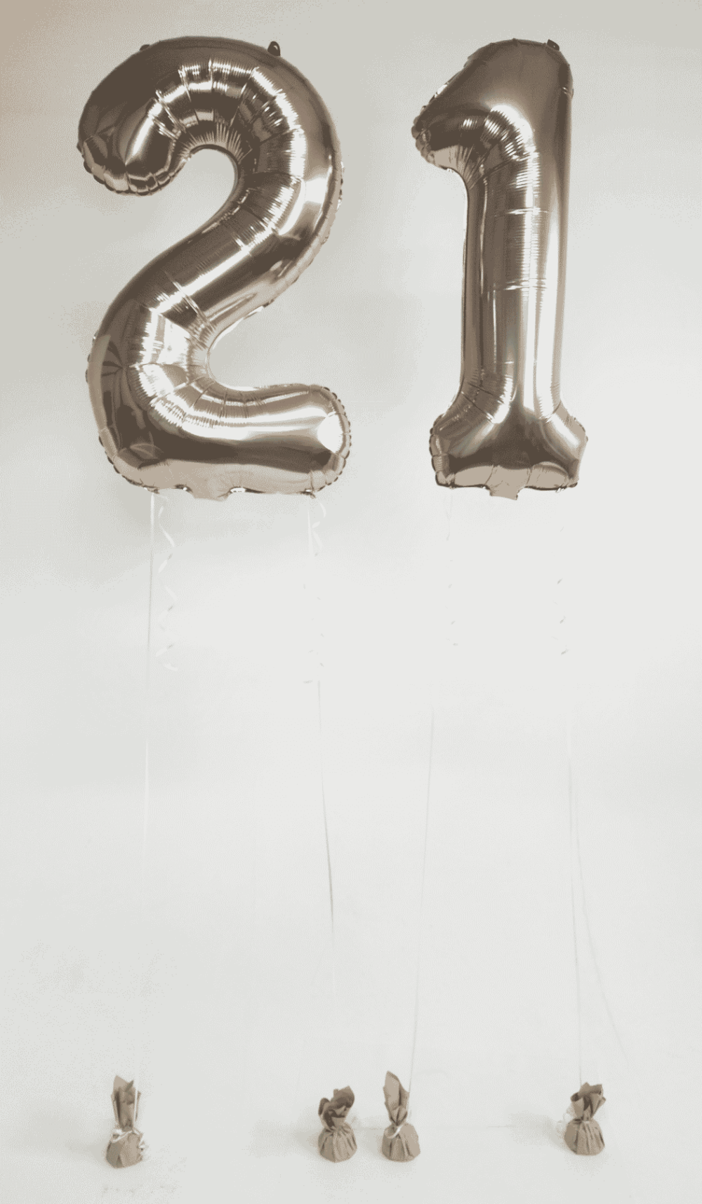 Champagne Foil Number Balloons helium filled