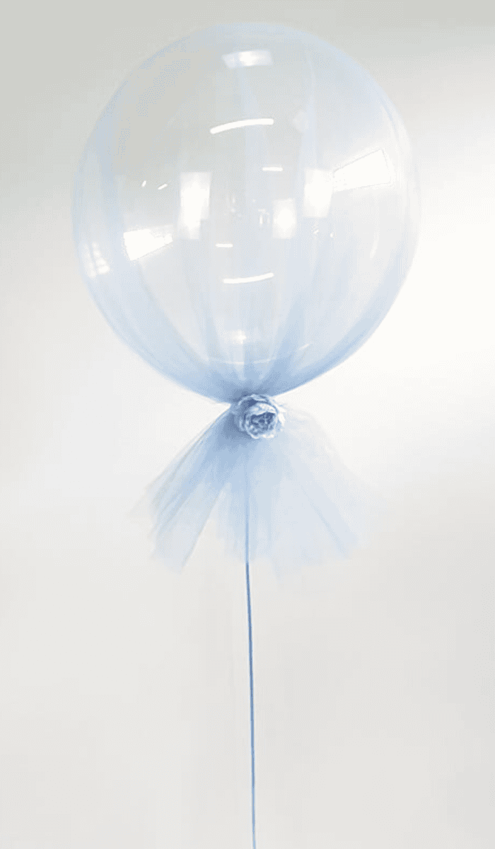 Tulle Covered Clear Bubble Balloon Helium