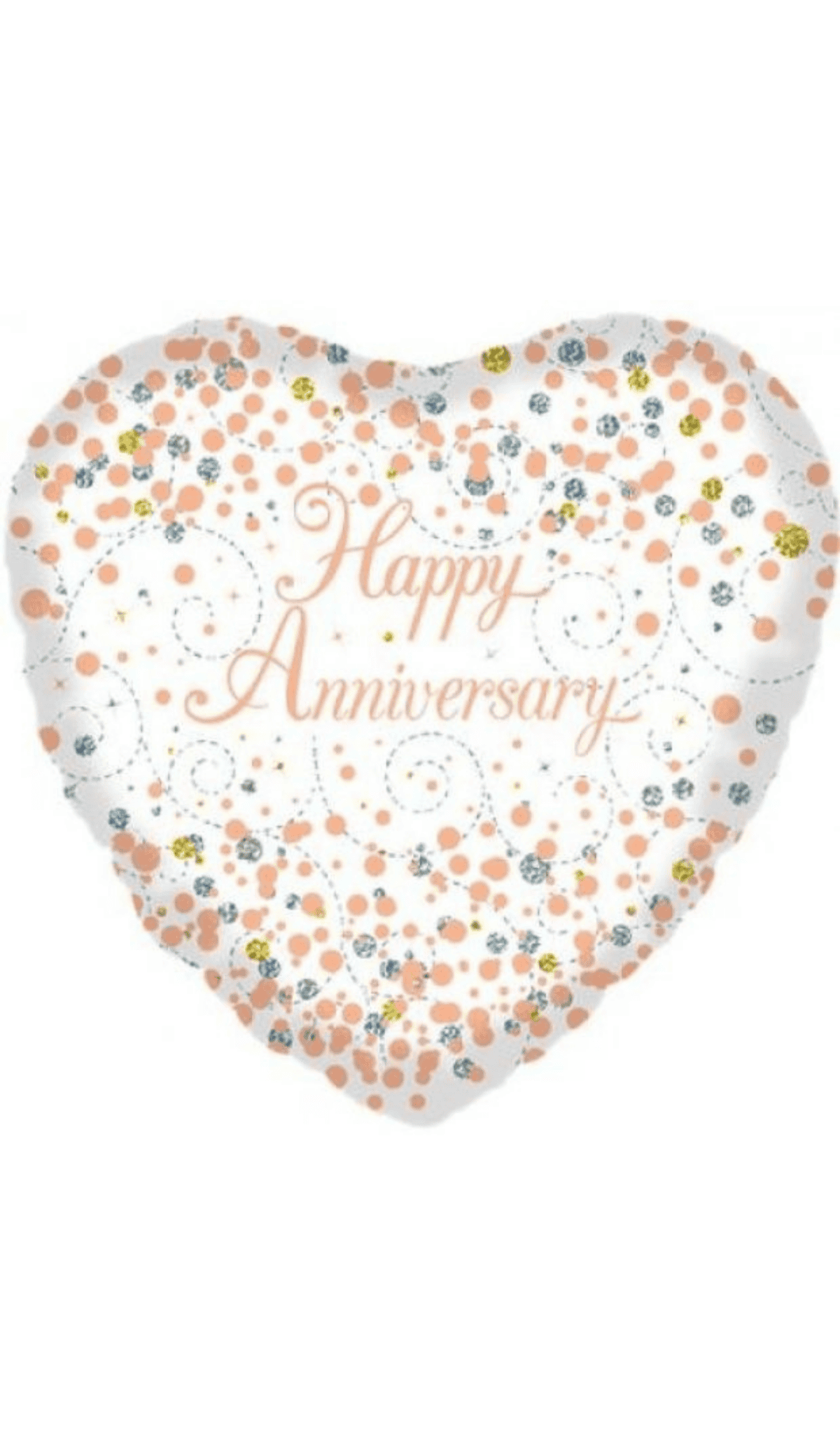 happy anniversary rose gold white heart foil balloon