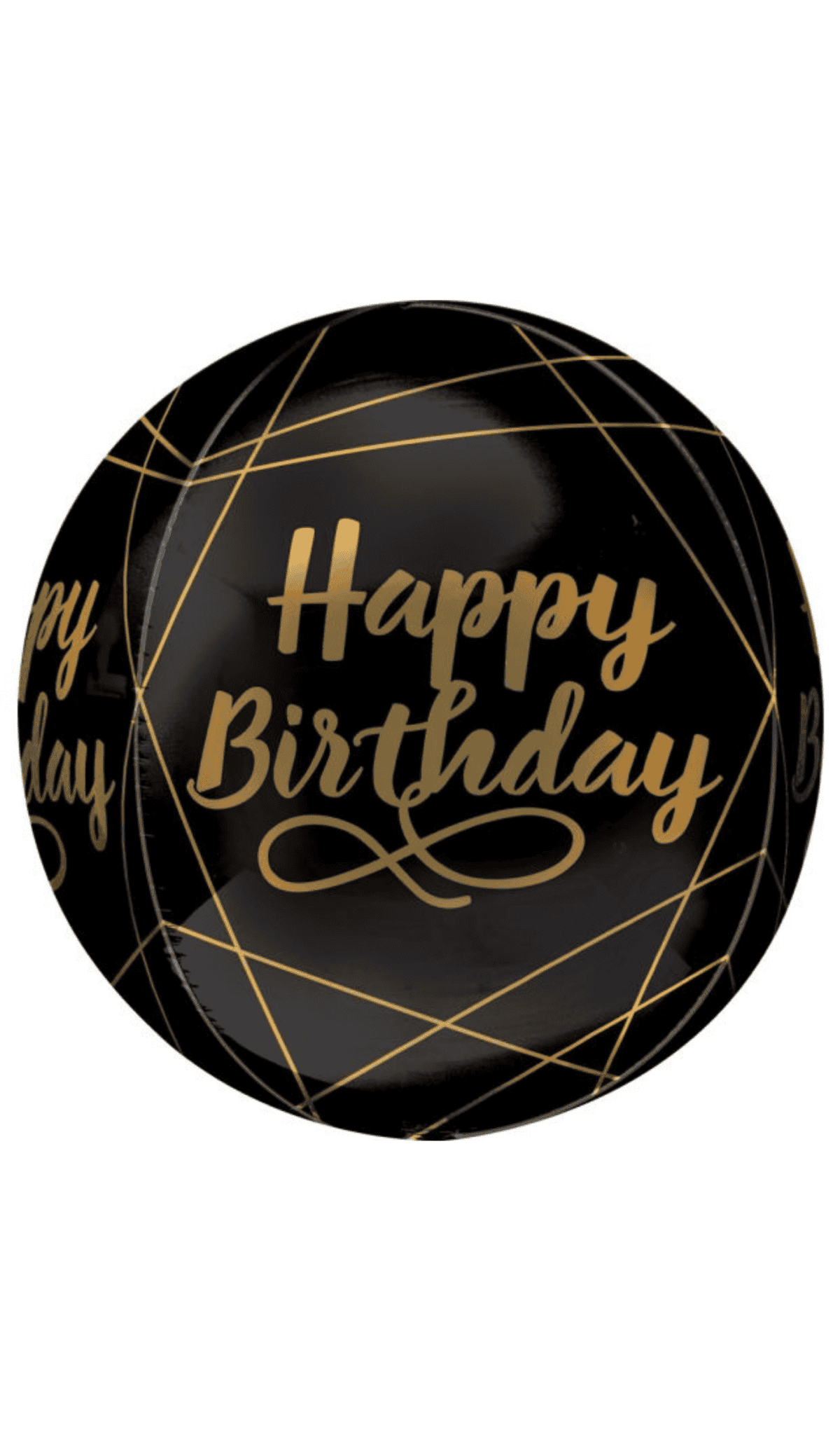 Happy Birthday Black Foil Orbz Balloon