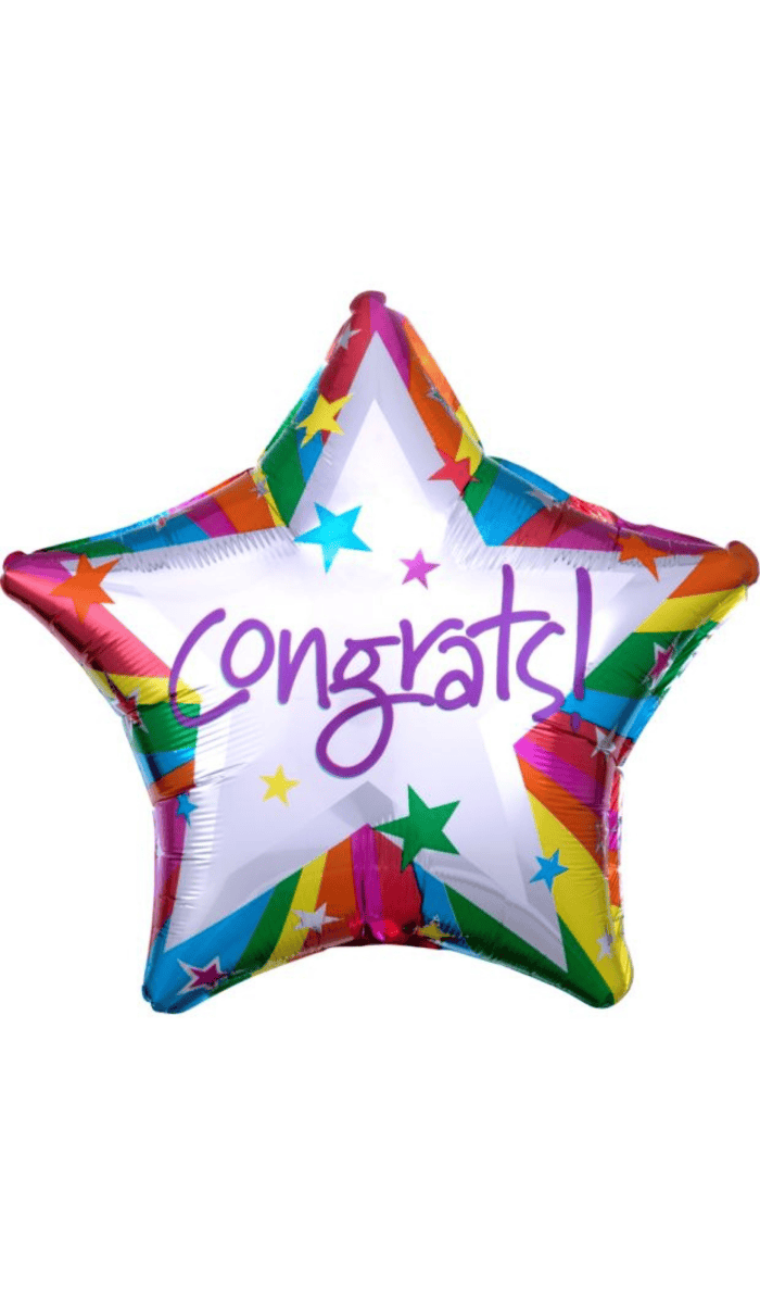 Congrats Star Rainbow Foil Balloon