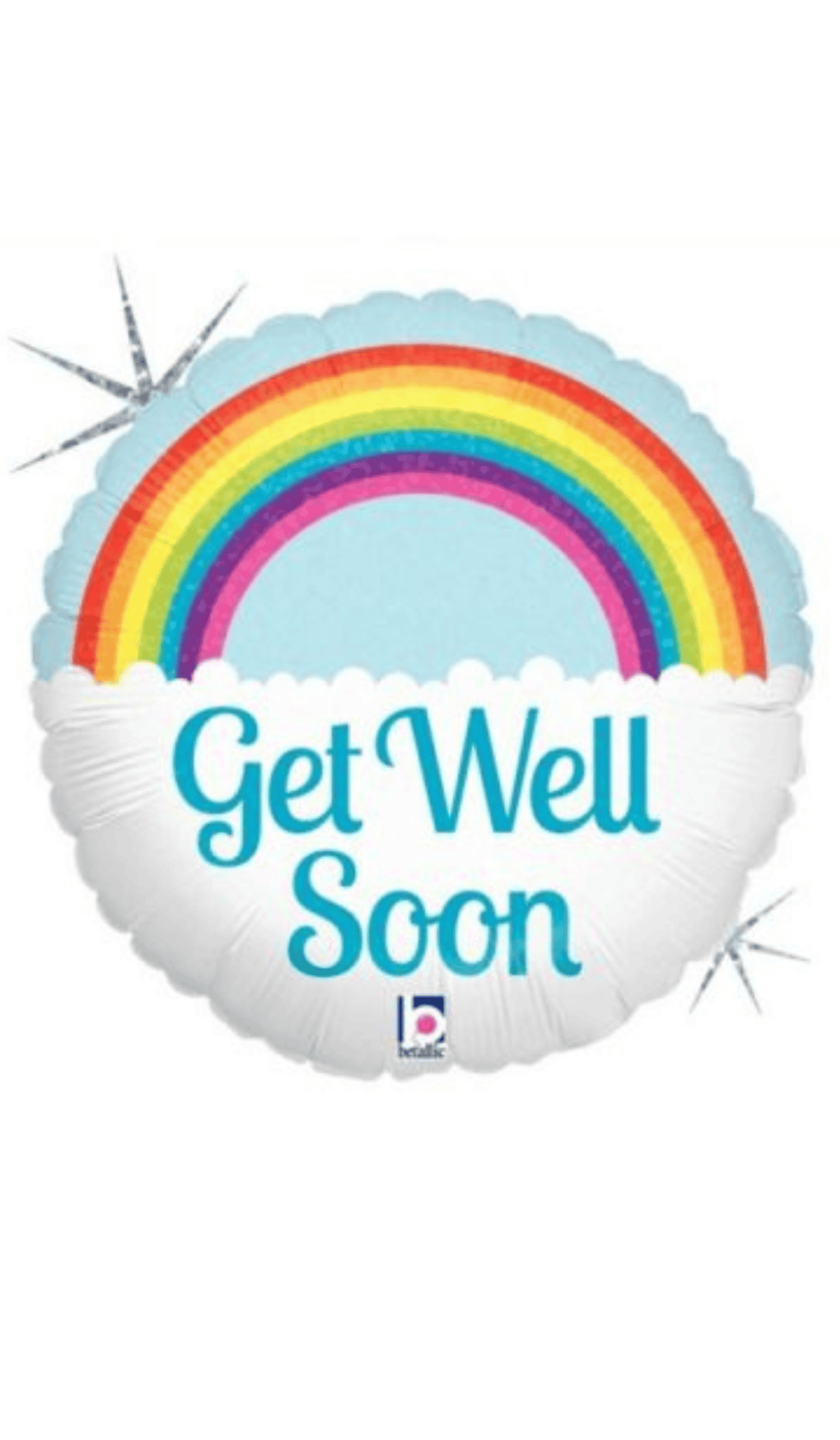 get well soon rainbow cloud foil balloon