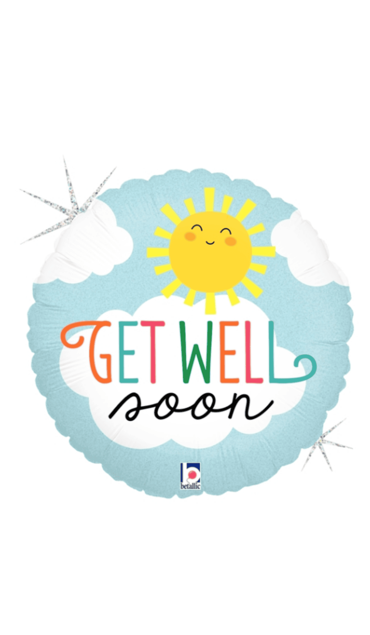 get well soon clouds sun foil balloon