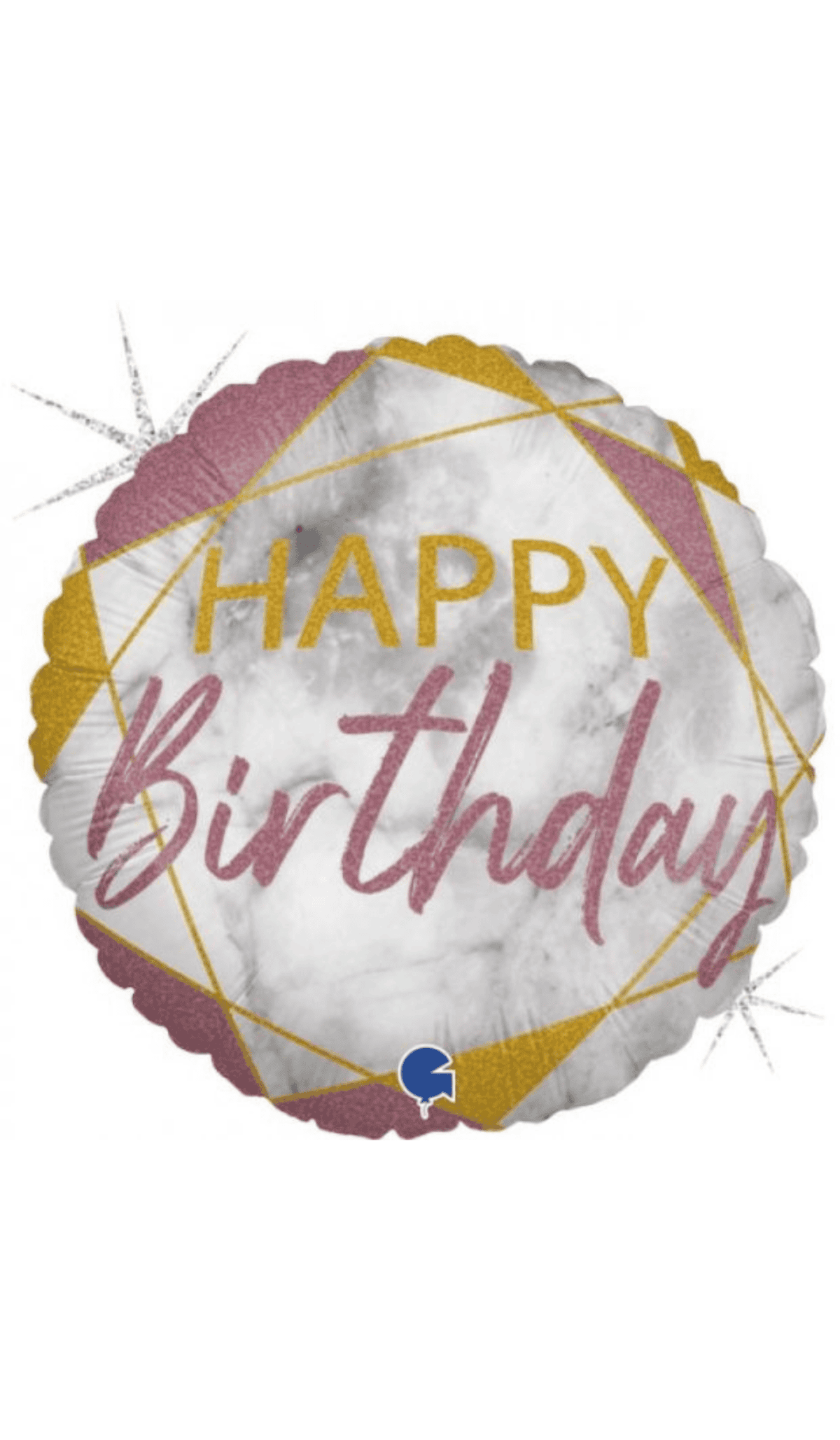 Happy Birthday Marble Pink Foil Balloon