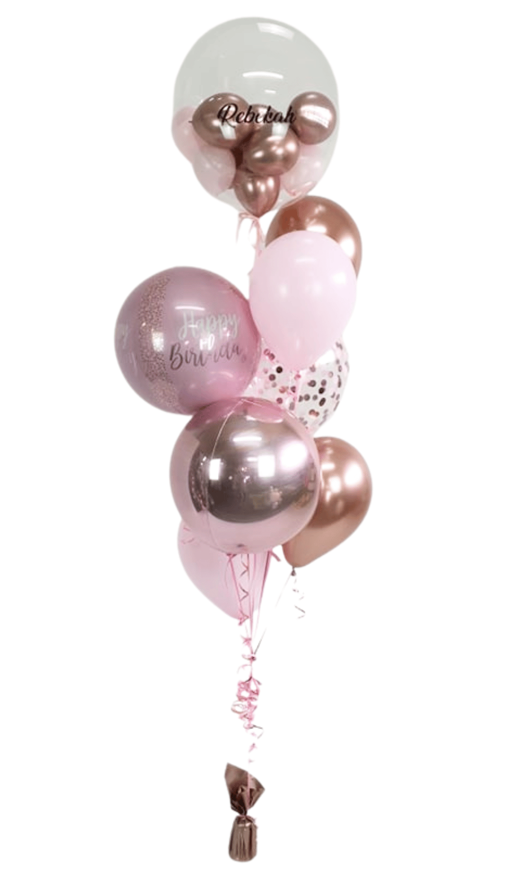 Glitz Helium Balloon Bouquet Birthday Pink Rose Gold