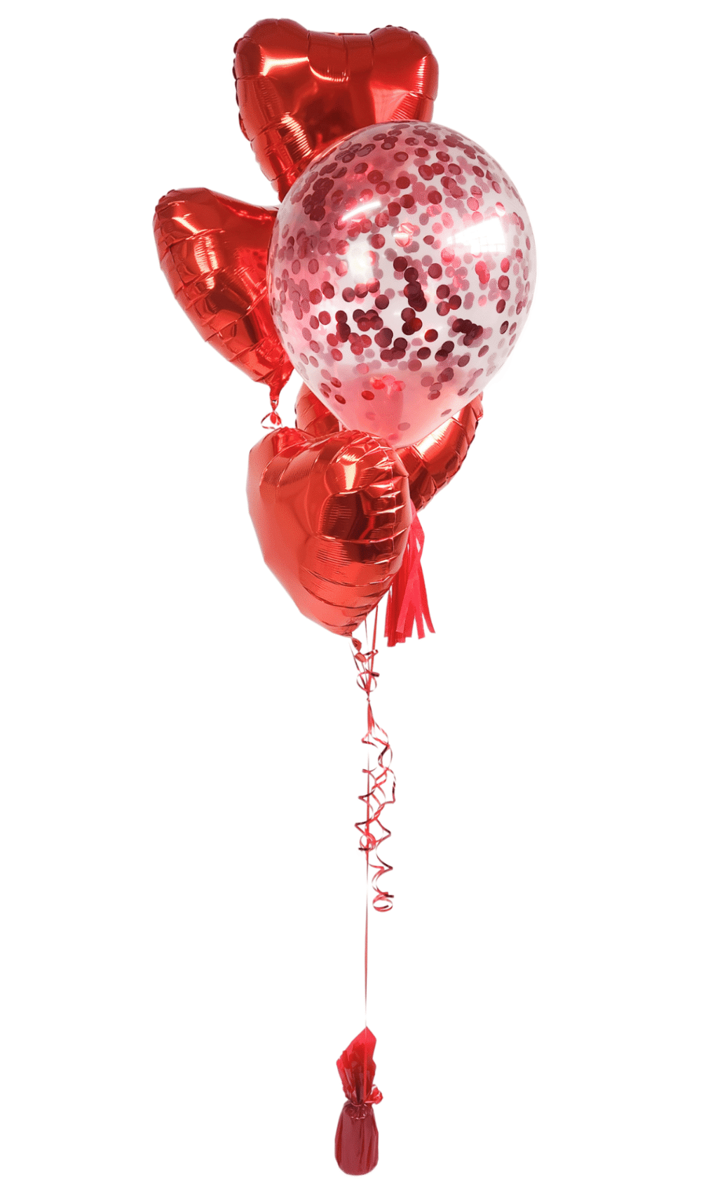 Red Sparkle Bouquet Foil Heart Balloons