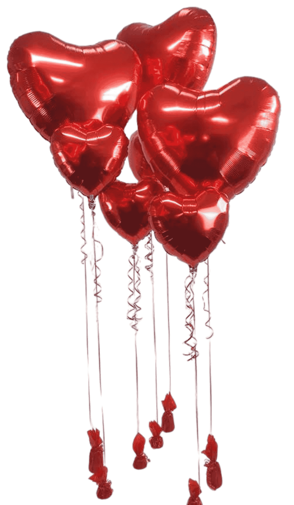 Red Foil heart shape balloons helium filled set