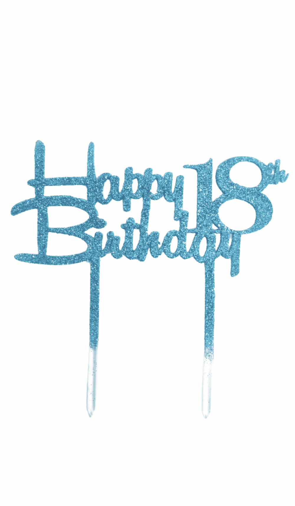 Happy 18th Birthday aqua glitter acrylic cake topper