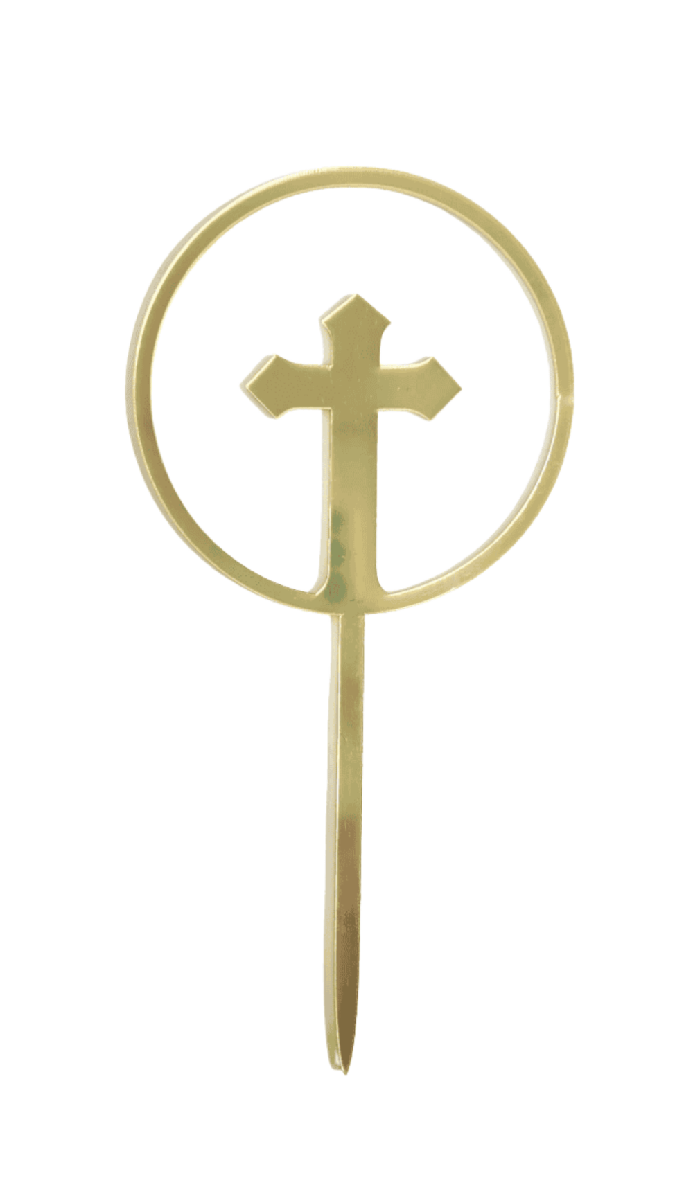 gold acrylic religious cross cake topper