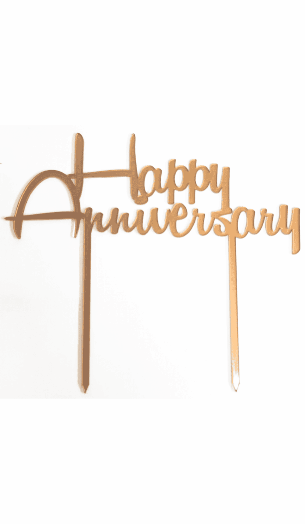 happy anniversary matte gold acrylic cake topper