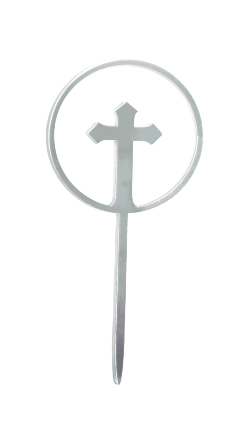 silver cross religious acrylic cake topper
