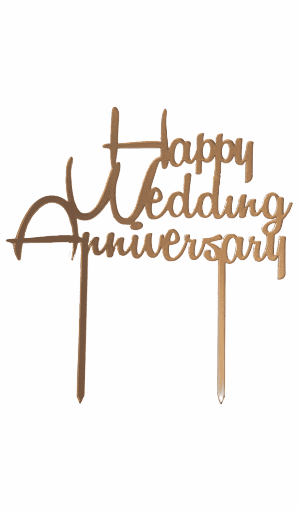 Happy wedding anniversary matte gold acrylic cake topper
