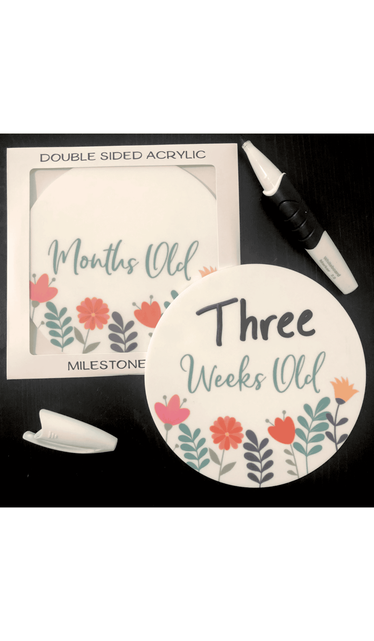 Reusable Weeks & Months Milestone Disc – Floral - Image 2