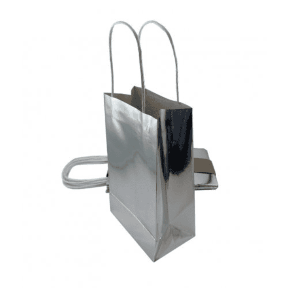paper party bag metallic silver