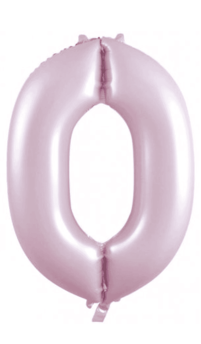 Foil Balloon Large Number Zero Pastel Matte Pink