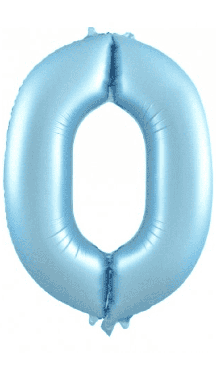 Pastel Blue Number Zero Large Foil Balloon