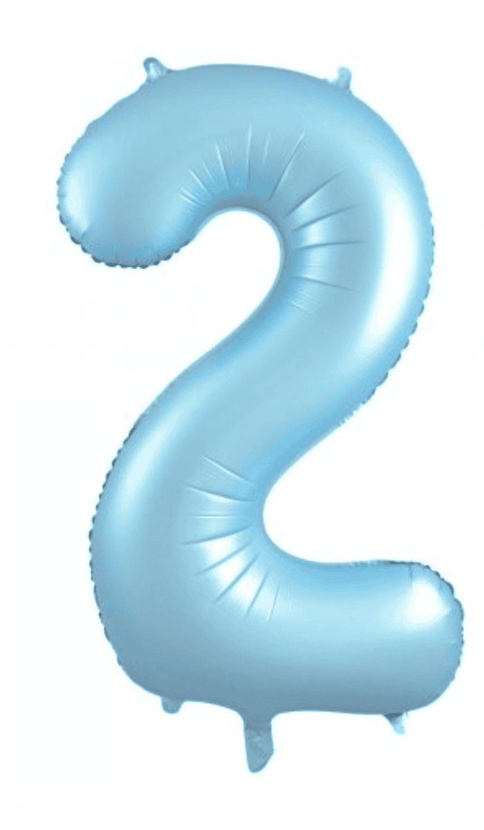 Pastel Blue Foil Balloon Large Number Two