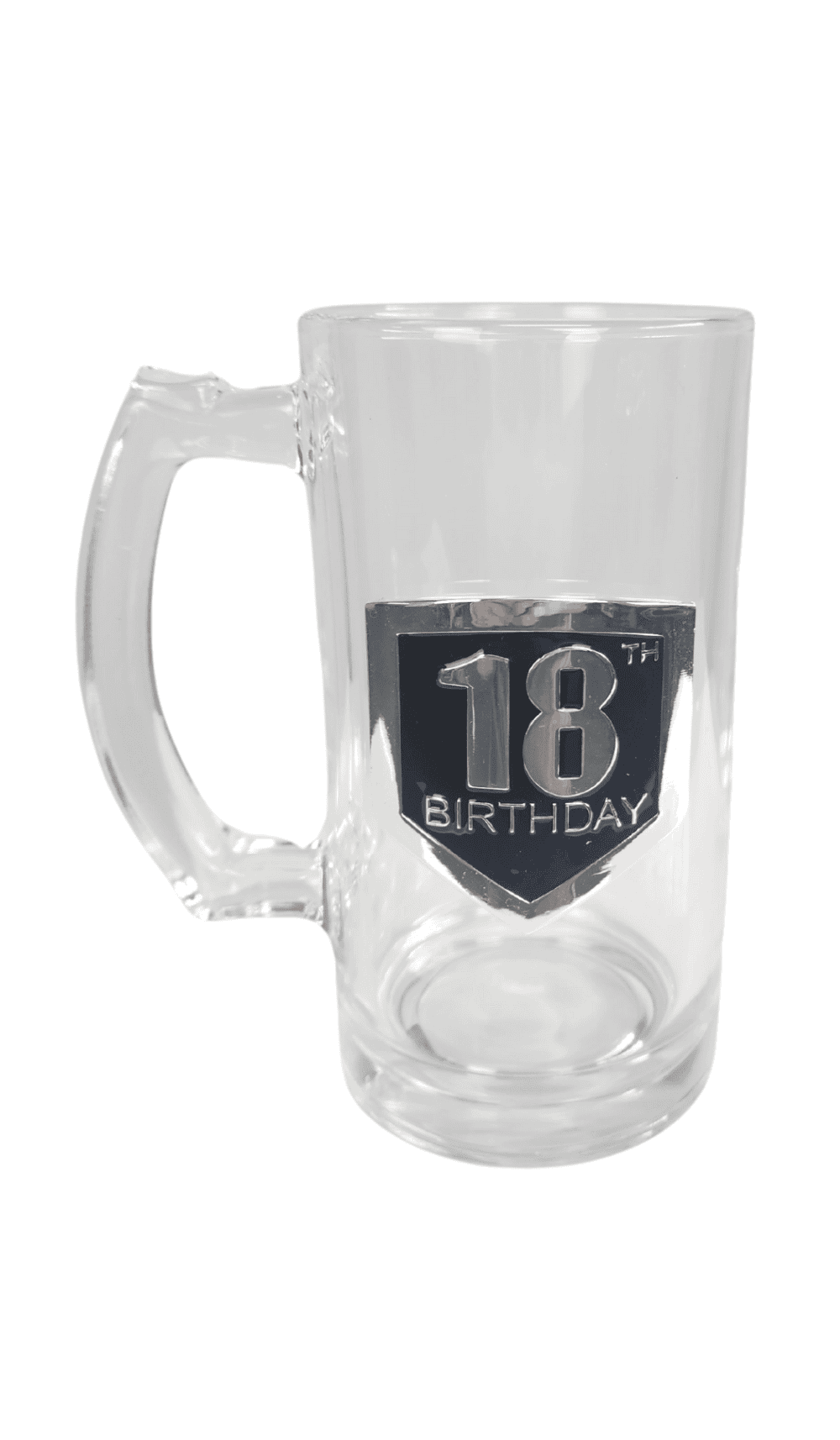 Glass Beer Stein Mug Badge 18 Birthday