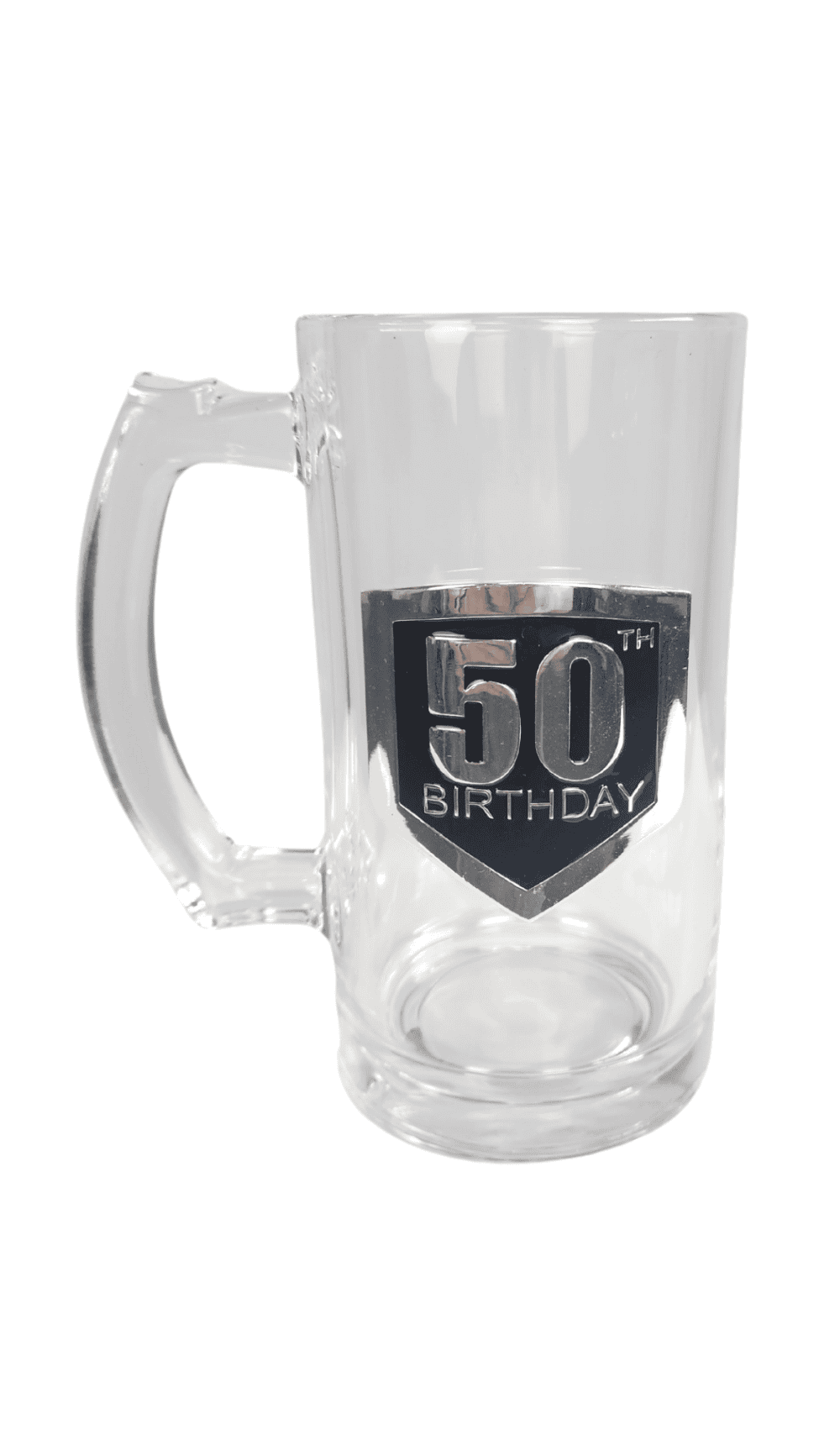 Glass Beer Stein Mug Badge 50 Birthday