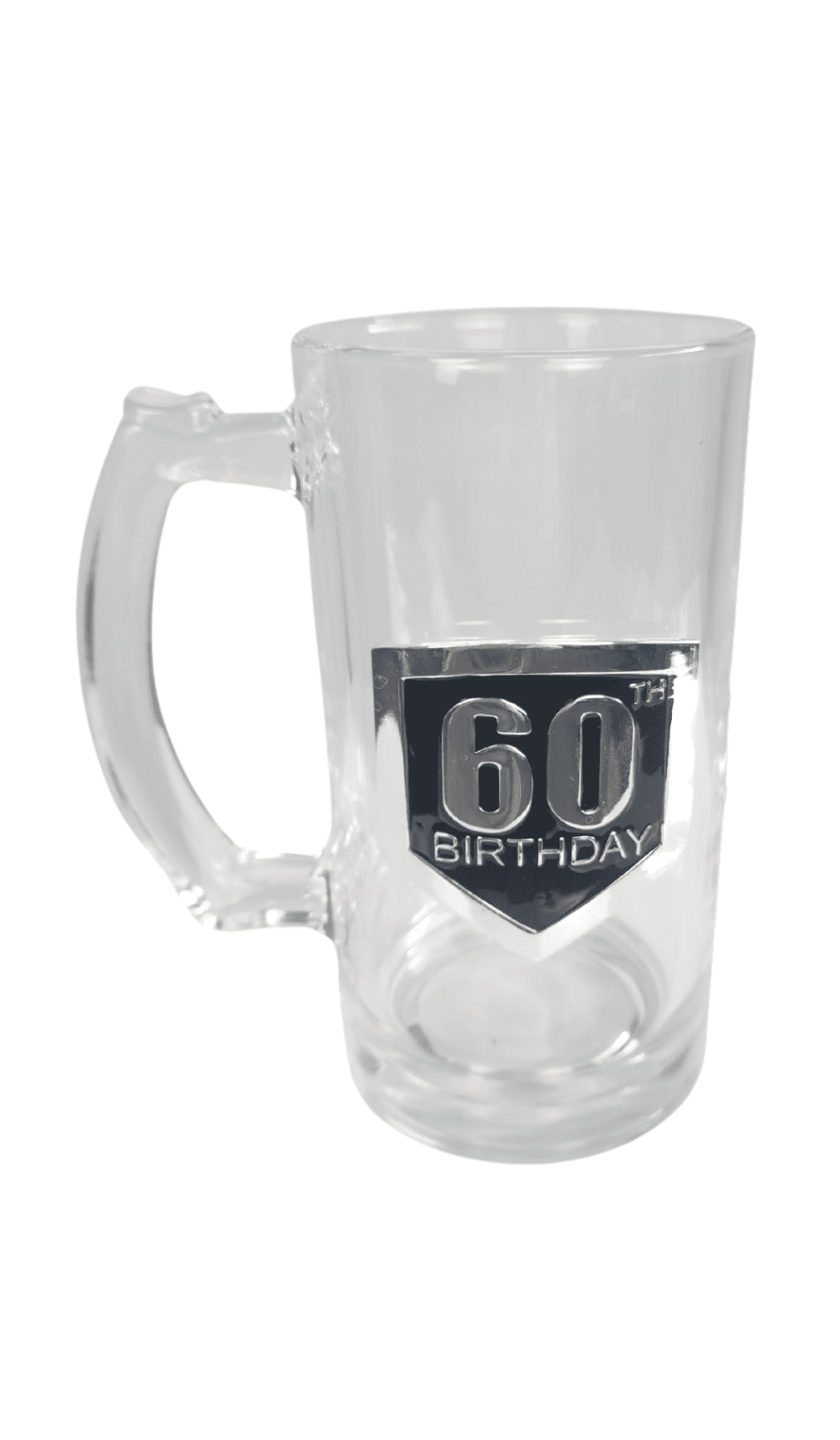 Glass Beer Stein Mug Badge 60 Birthday