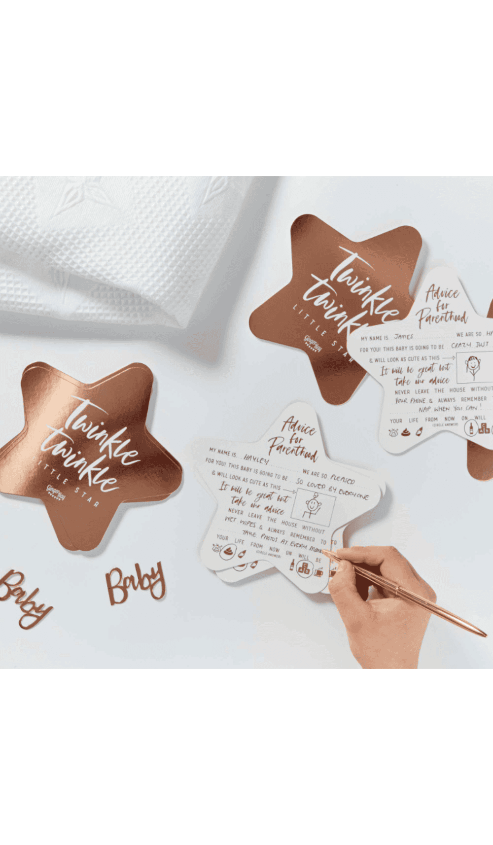 baby advice cards twinkle twinkle little star rose gold