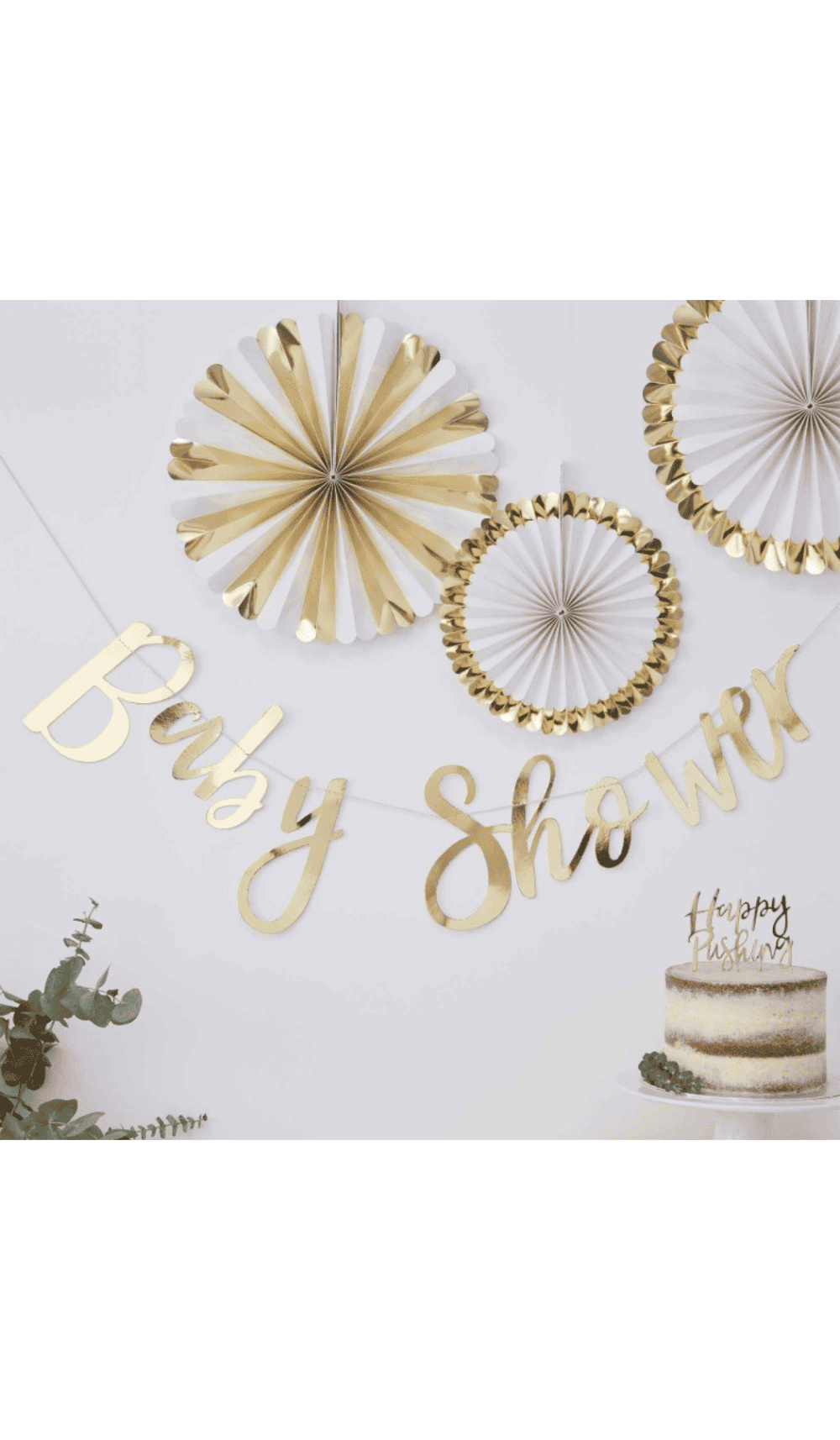 baby shower bunting banner gold