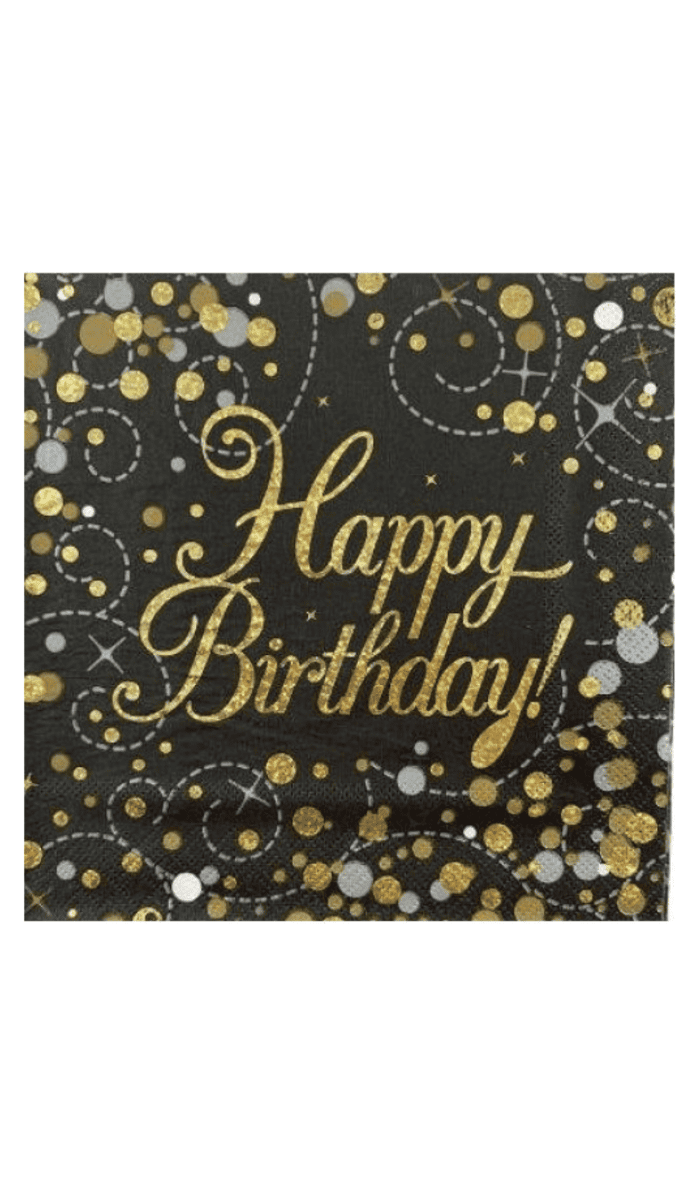 Happy Birthday Lunch Napkins Black Gold