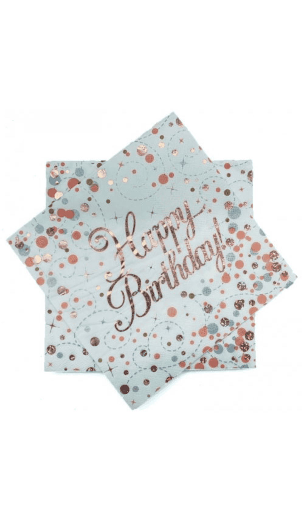 happy birthday lunch napkins rose gold