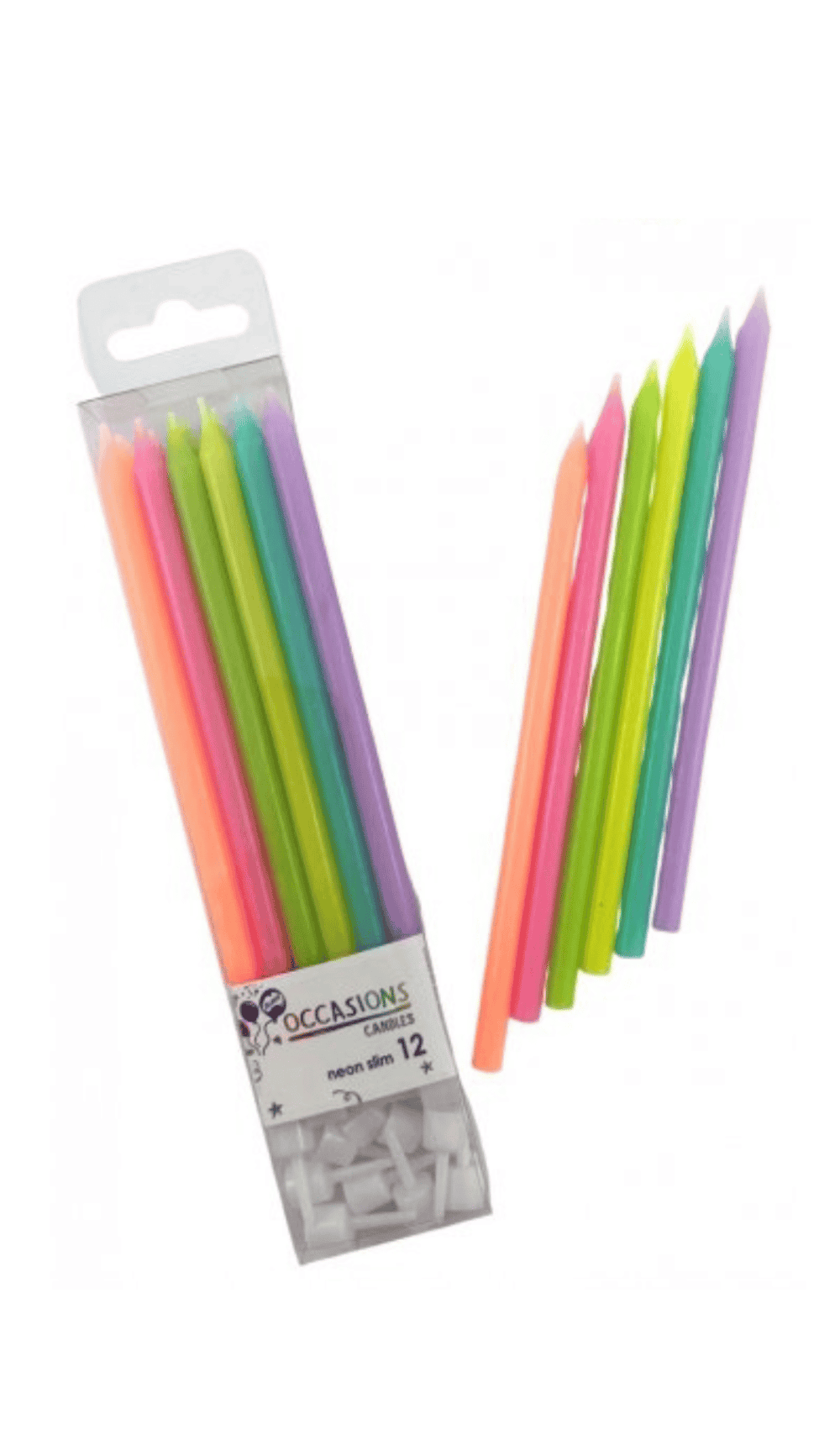 Bright neon slim cake candles