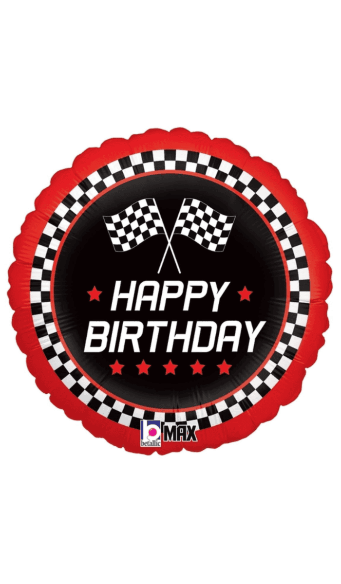 Birthday Checkered Race Car Flags Foil Balloon
