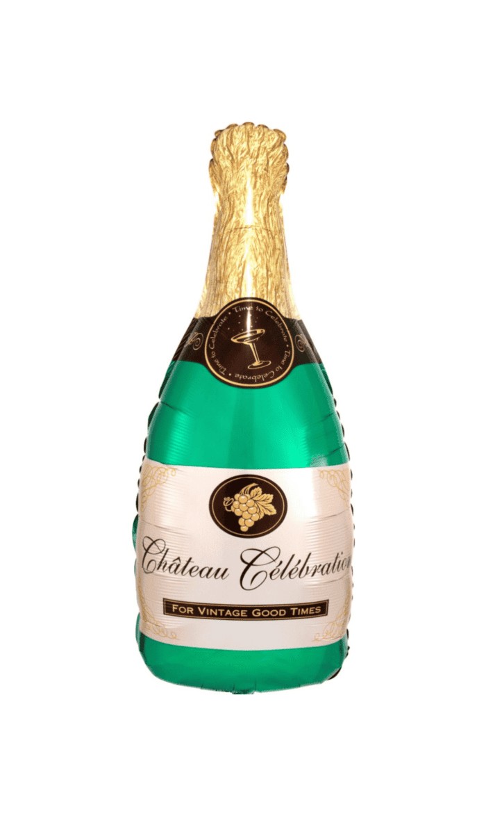 green champagne bottle foil balloon shape