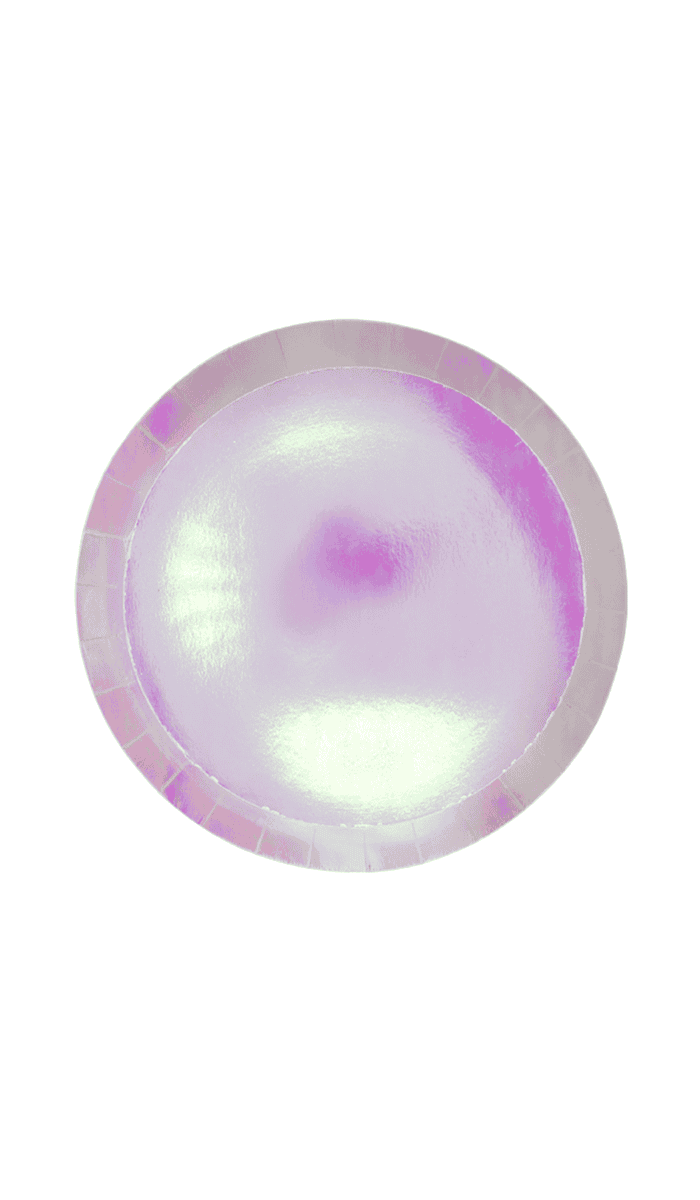 snack plates iridescent paper