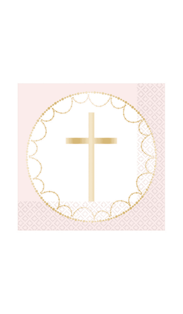 napkins lunch religious pink cross