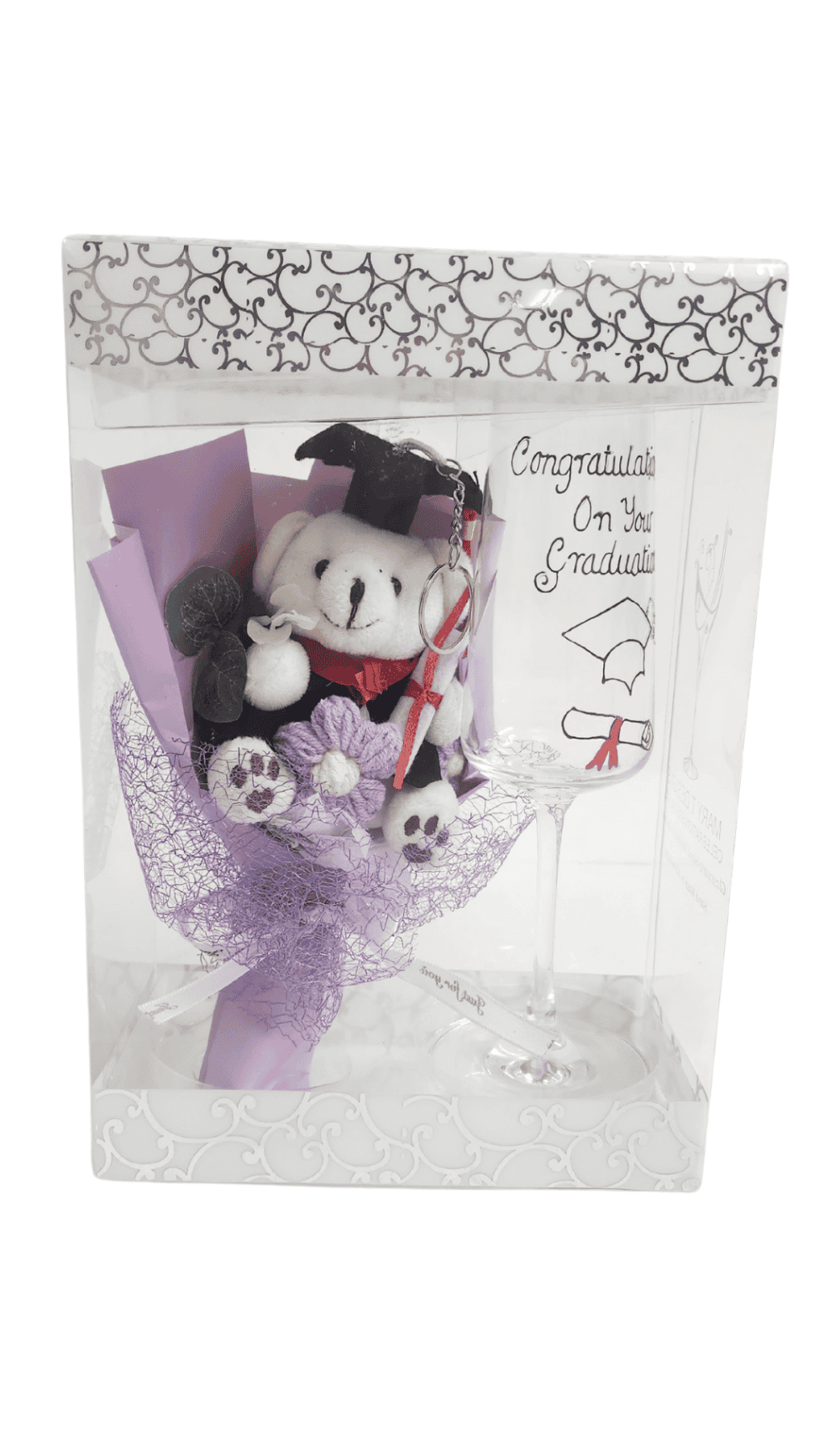 Graduation Champagne Flute Teddy Bear Keyring