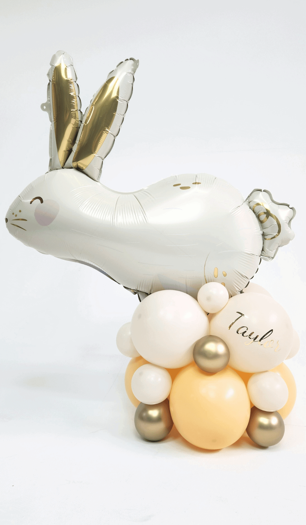 Organic Balloon Cluster Easter Bunny Custom Text