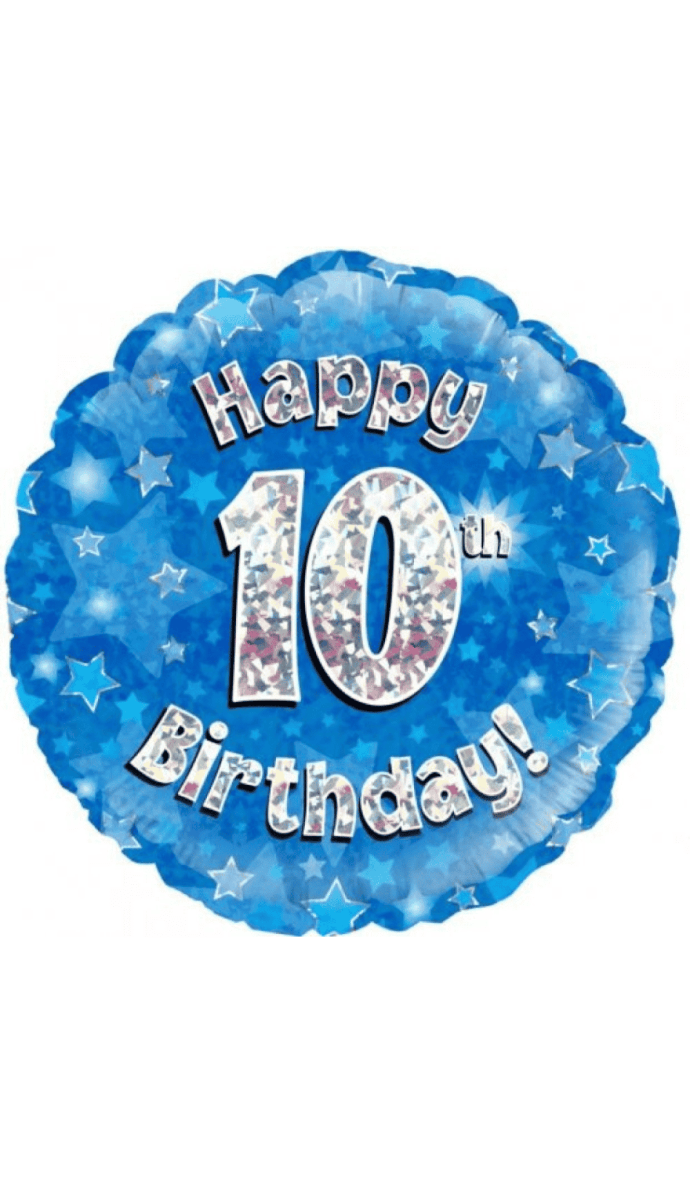Happy 10th Birthday Blue Silver Foil Balloon Round 45cm