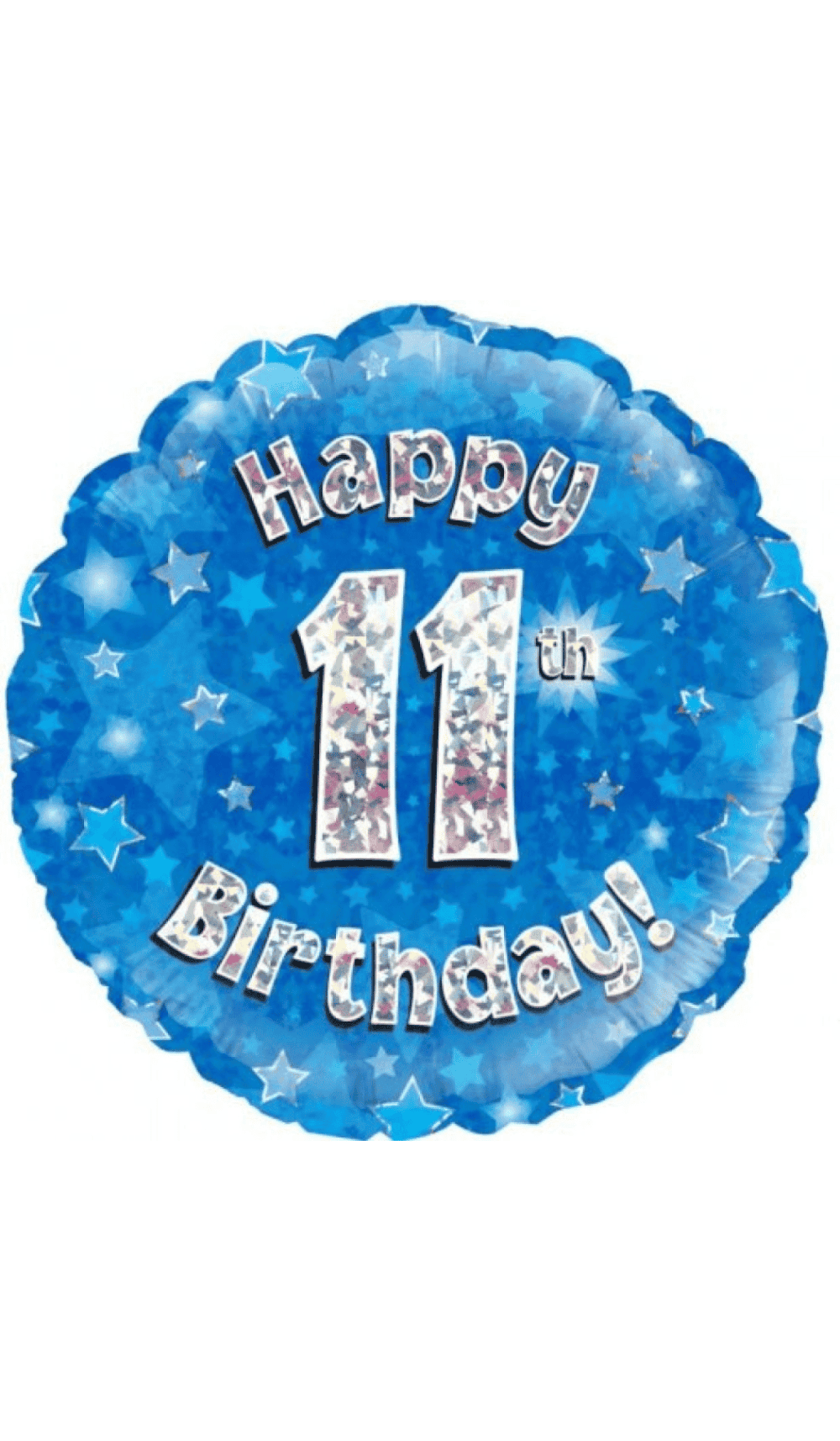 Happy 11th Birthday Blue Silver Foil Balloon Round 45cm