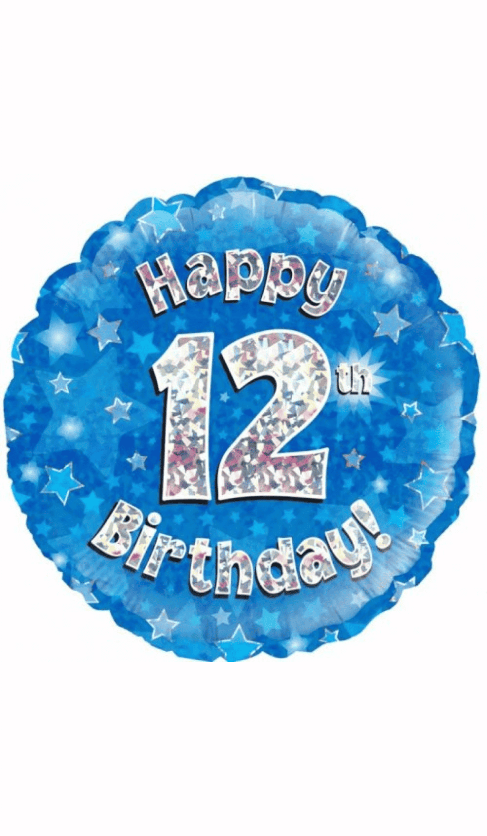 Happy 12th Birthday Blue Silver Foil Balloon Round 45cm