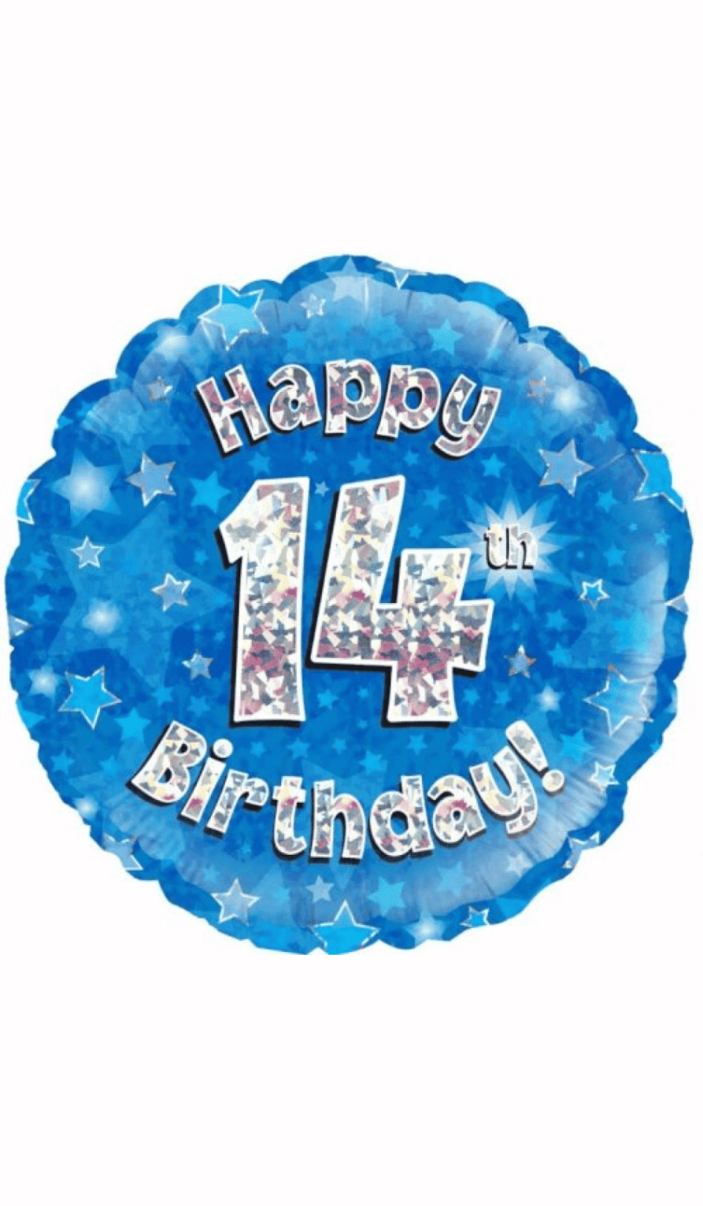 Happy 14th Birthday Blue Silver Foil Balloon Round 45cm
